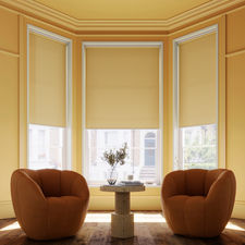 Roller blinds in bay window space