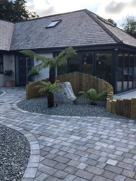 Paved walk-way leading to house