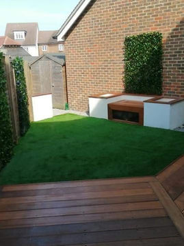 Decking and bench garden design