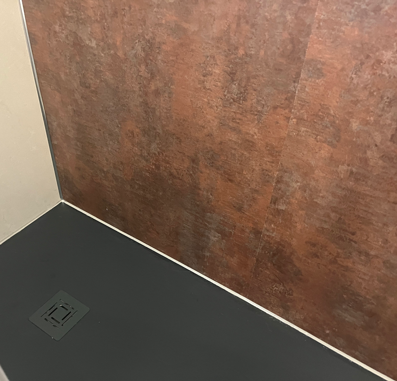 Black floor in a shower