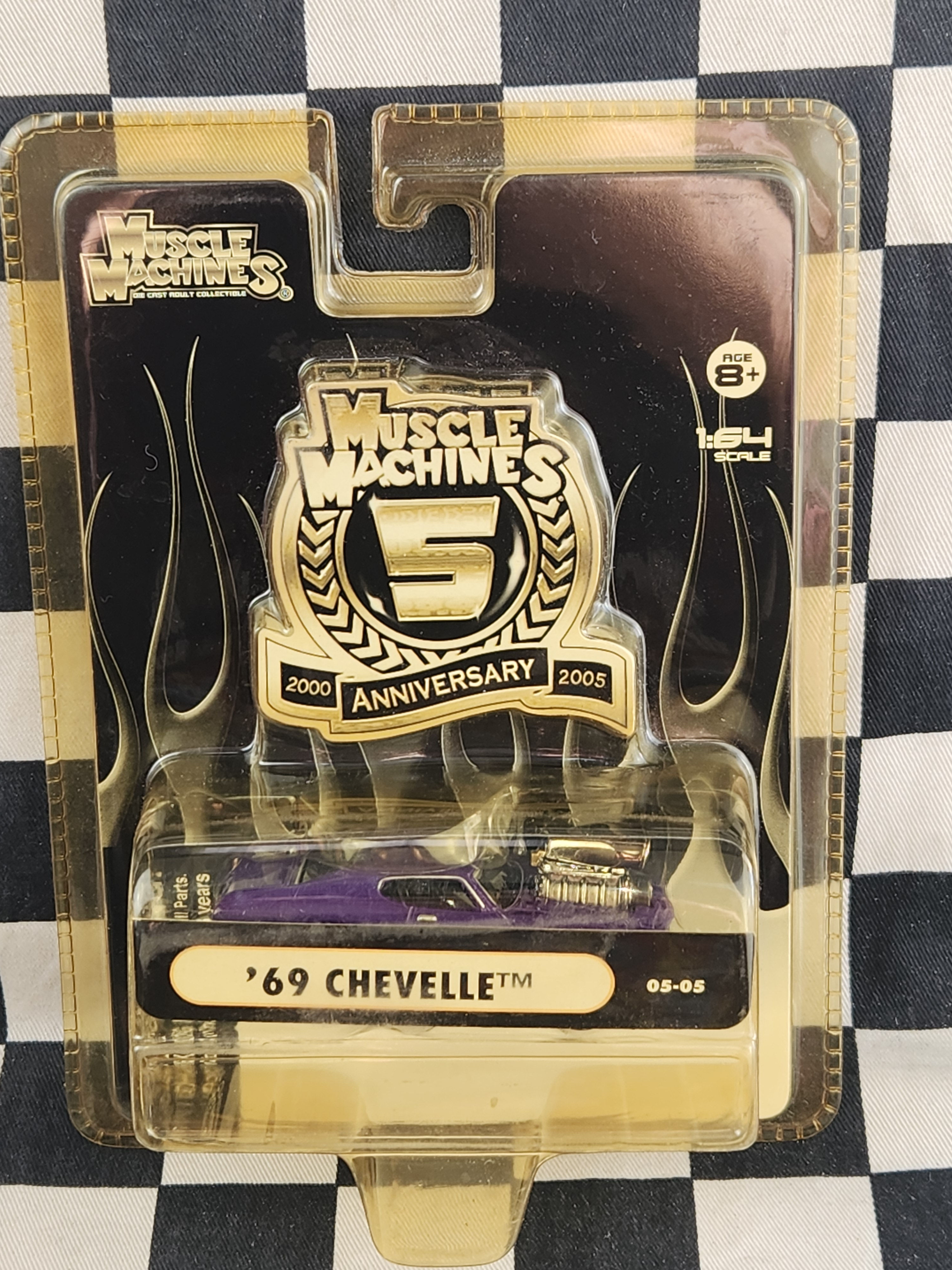 Muscle Machines 5th Anniversary 69 Chevelle Purple Card Plastic Yellowed