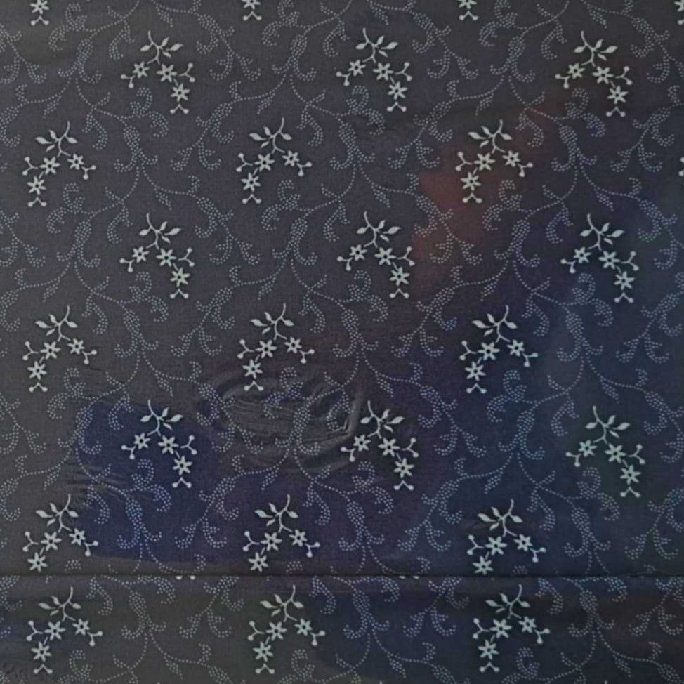 Blue Vintage Floral Vine Fabric