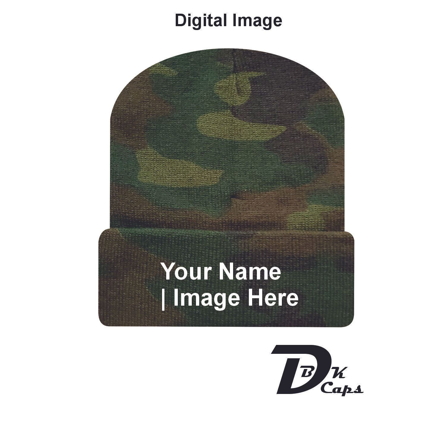 Green Camo (Dark) Beanie Embroidery