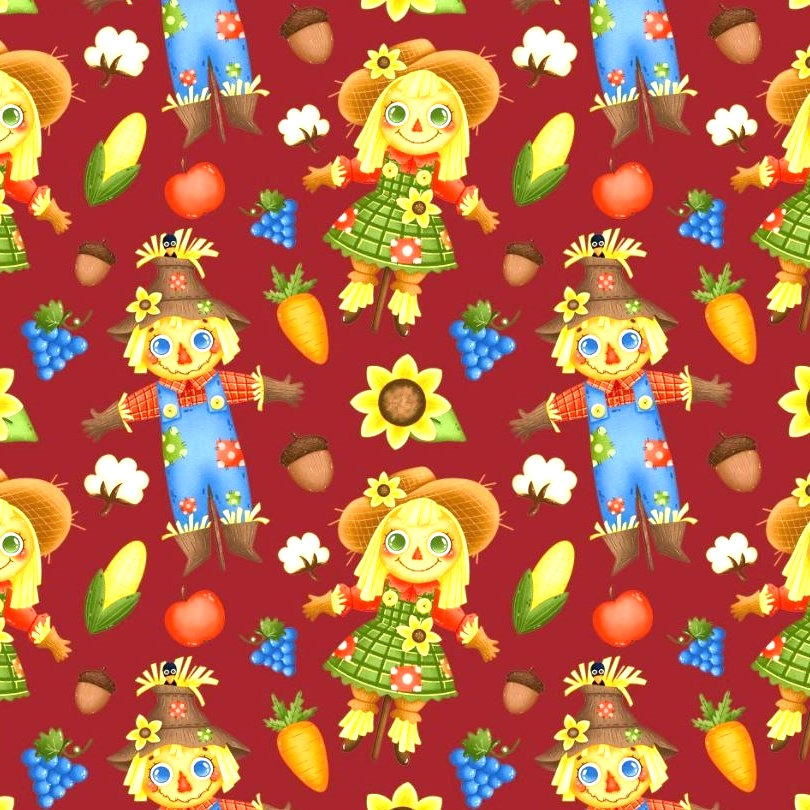 Brown Scarecrow Doll Fabric