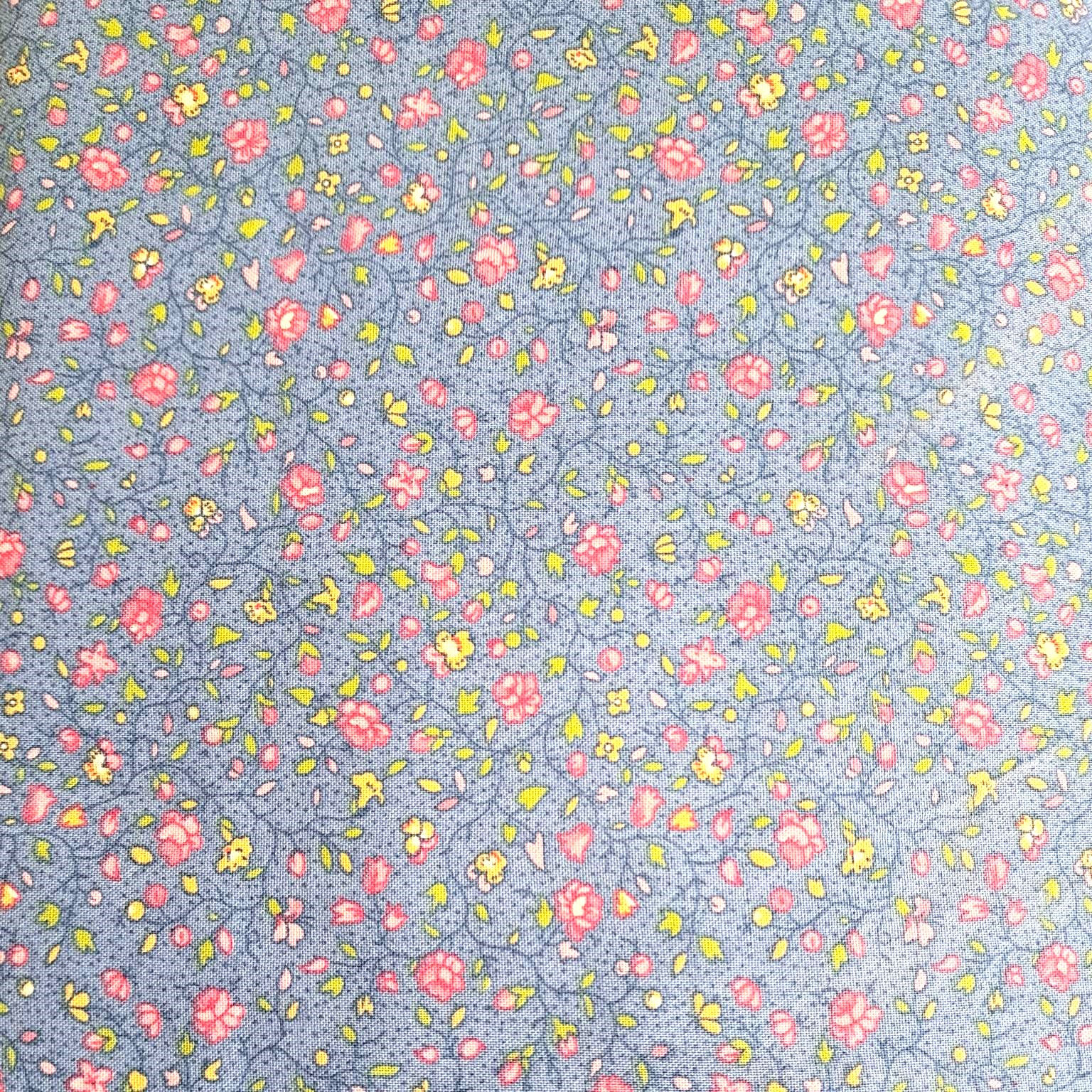 Blue Pink Mini Flower Fabric