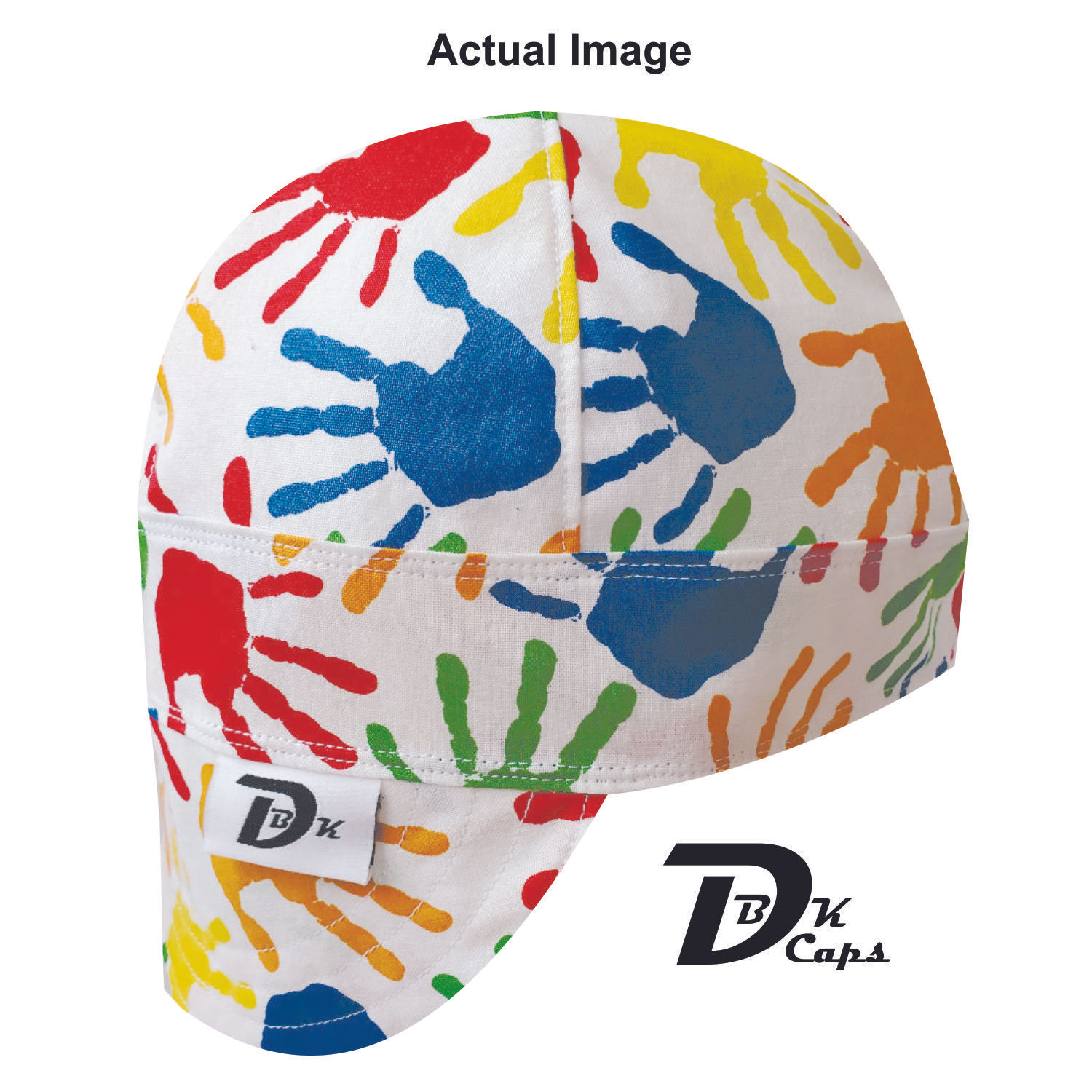 White Hand Prints Welding Cap