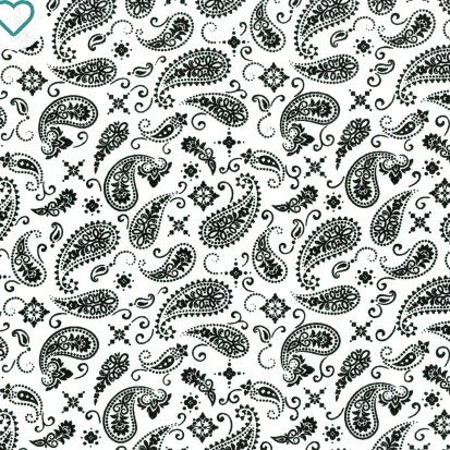 White Paisley Bandana Fabric