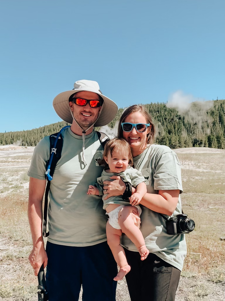 Fam in front of Old Faithful