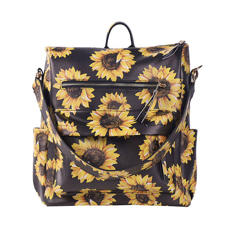 Thumbnail: Sunflower Women Faux Leather Large Backpack With Sunflower Strap