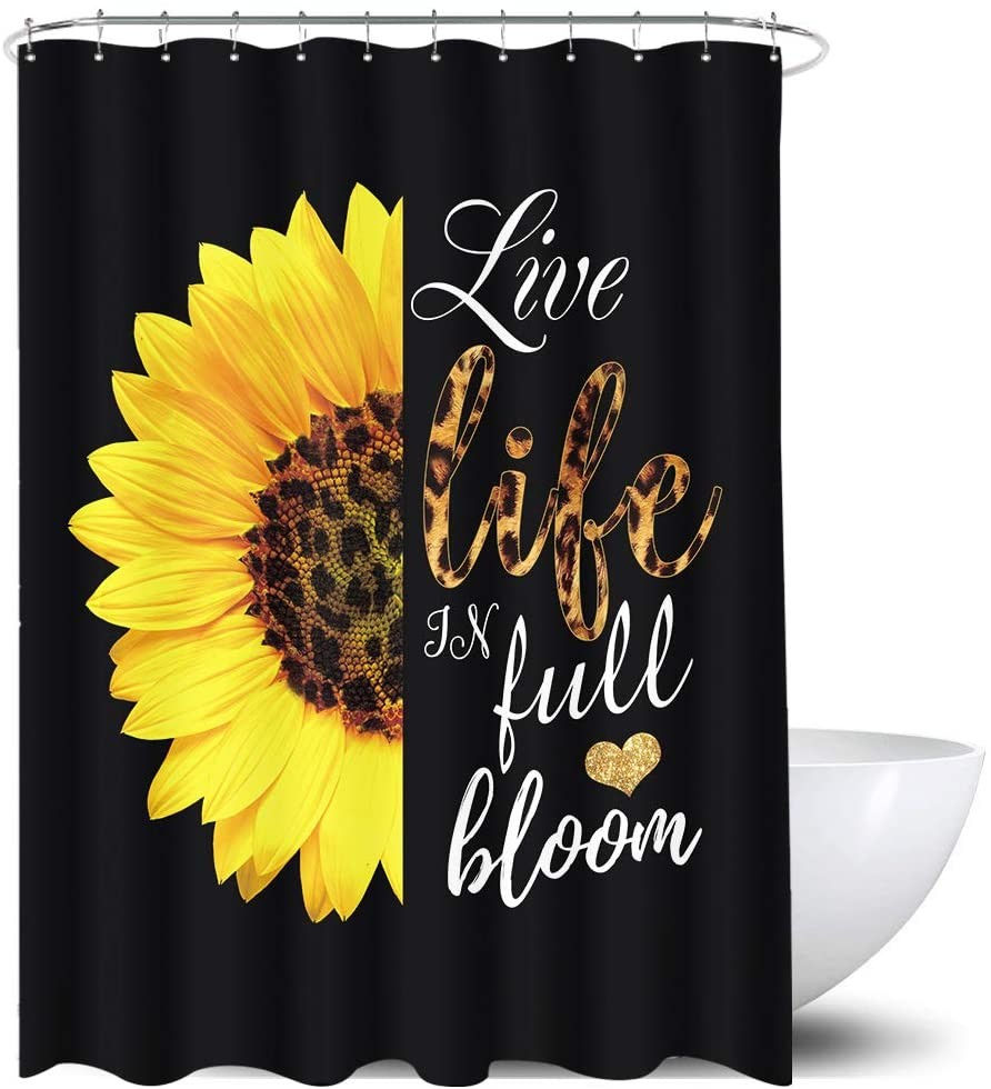Thumbnail: 100% Polyester Sunflower Bathroom Curtain Shower Set for Bathroom