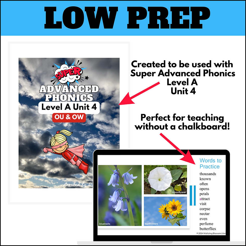 Thumbnail: Super Advanced Phonics Level A Unit 4 PowerPoint for Diphthongs ou & ow