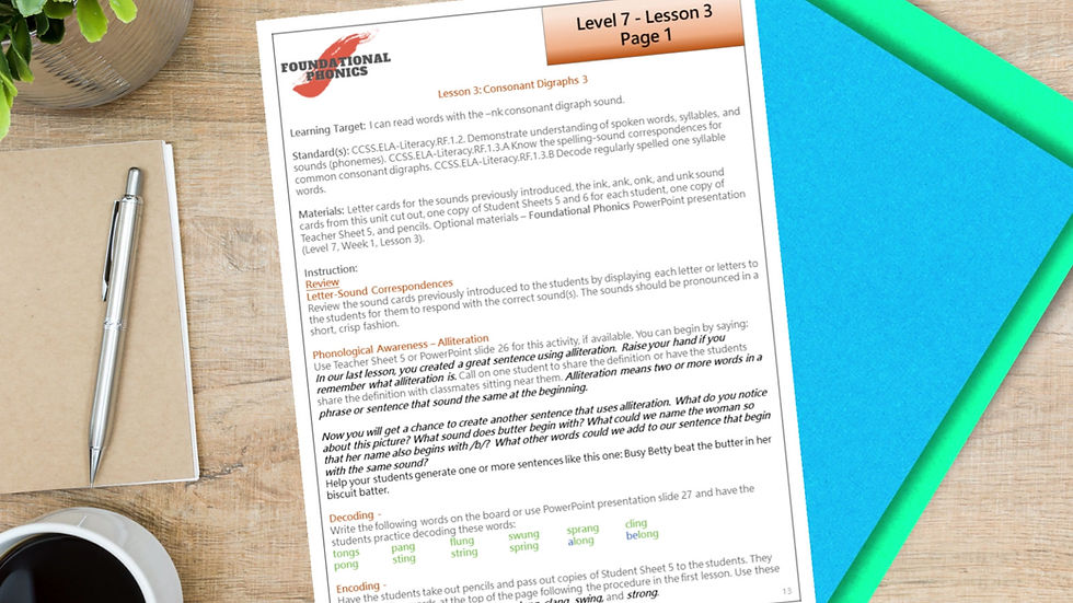 Thumbnail: Foundational Phonics Level 7 Unit for Words Ending in -ng, -nk, -old and -ild