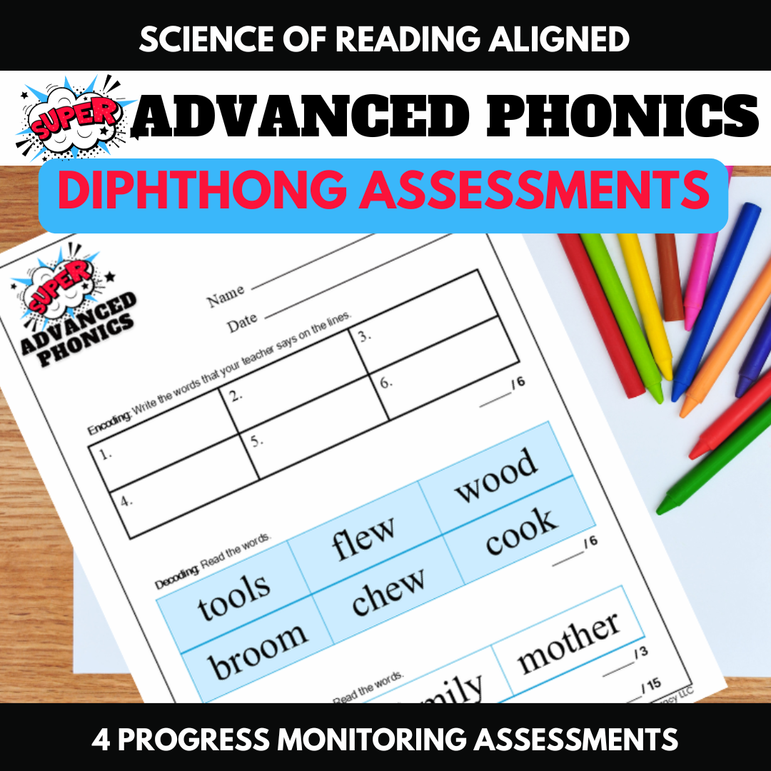 Diphthong Words Progress Monitoring Phonics Assessments | Spelling & Reading