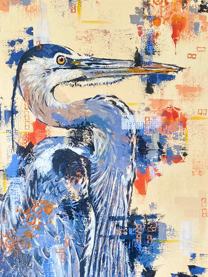 Birb, Blue Heron, Coastal Art