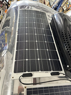 Solar panel power system installed on an RV roof