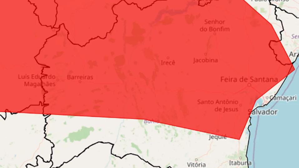 INMET prorroga alerta vermelho na Bahia