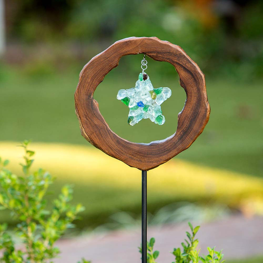 Teak garden stake, outdoor garden decor, garden ornaments, outdoor decor. Garden Accents, Hobby Lobby, lawn ornaments