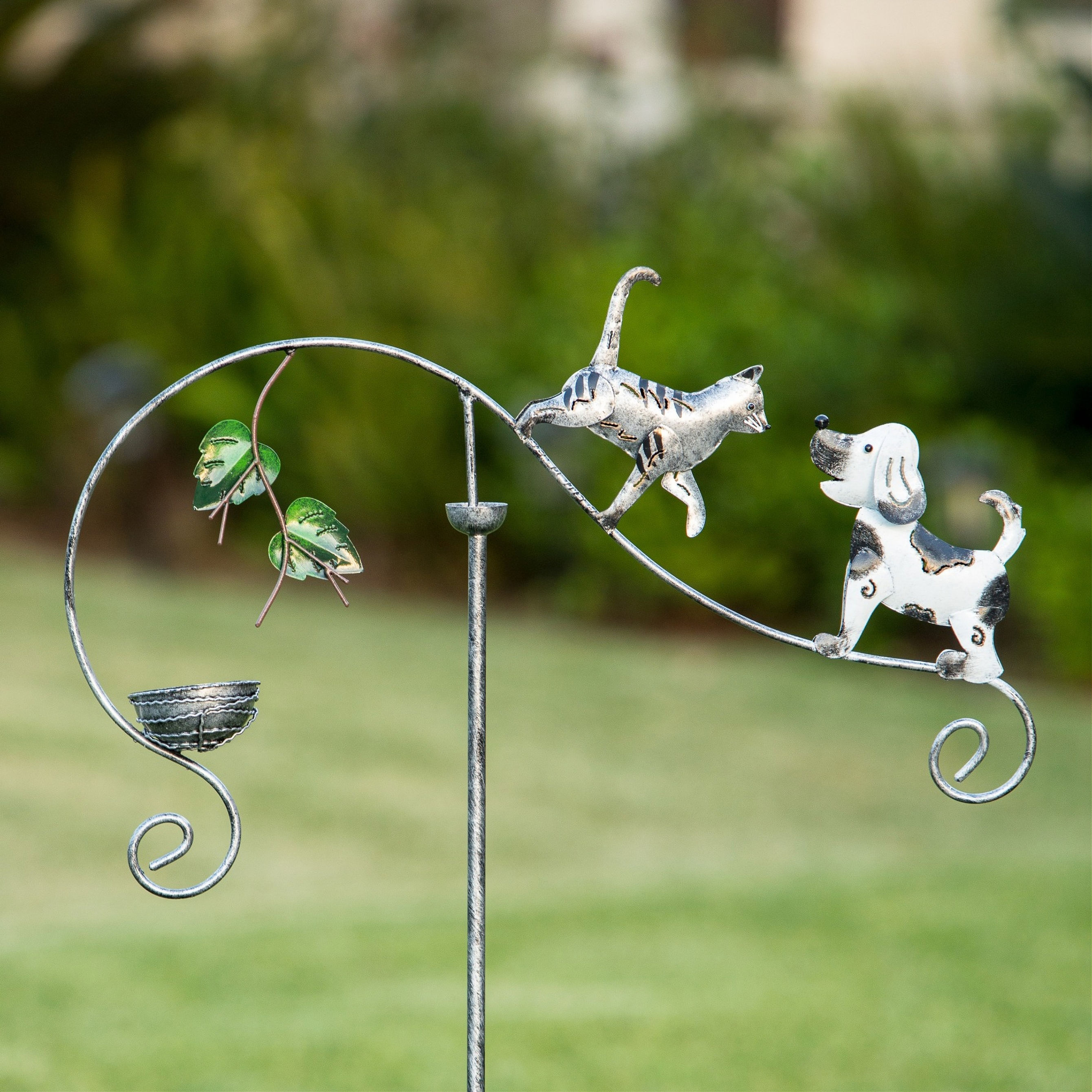 Playful Dog and Cat Wind Spinner