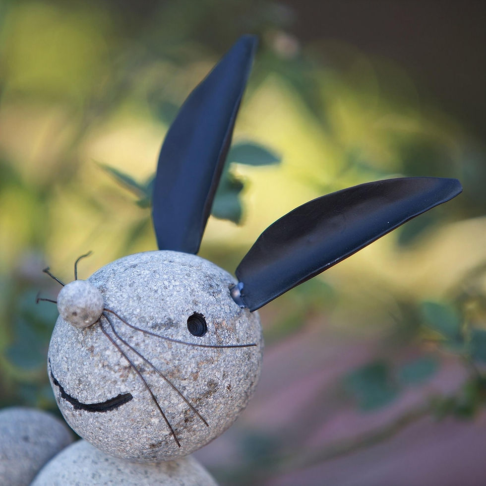 Thumbnail: Cute Smiling Stone Rabbit Garden Decor