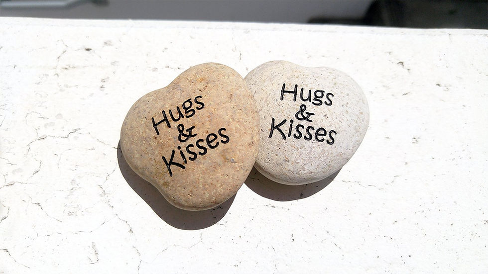 Thumbnail: Garden Age Supply Hugs & Kisses Engraved Stone Heart Shaped Inspirational