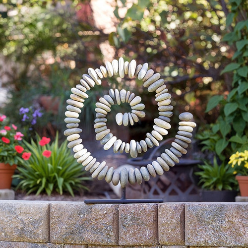Java Spiral Handmade River Stone Garden Stand | Awesome Stones