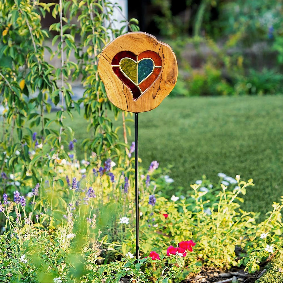Thumbnail: Stained glass garden stake, flower garden stakes, garden stand, home goods, garden decor.