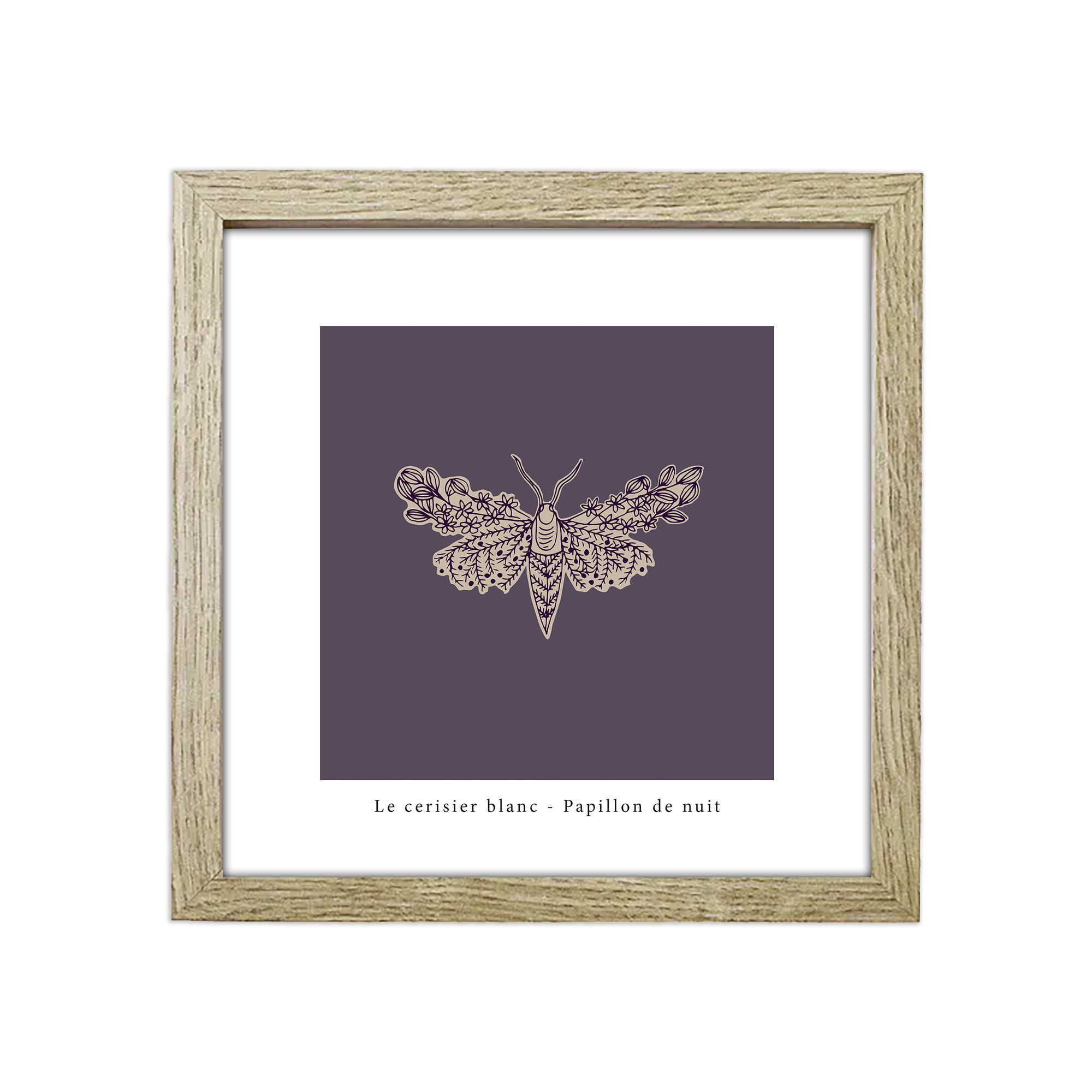 Cadre "Papillon de nuit" - Pourpre et beige