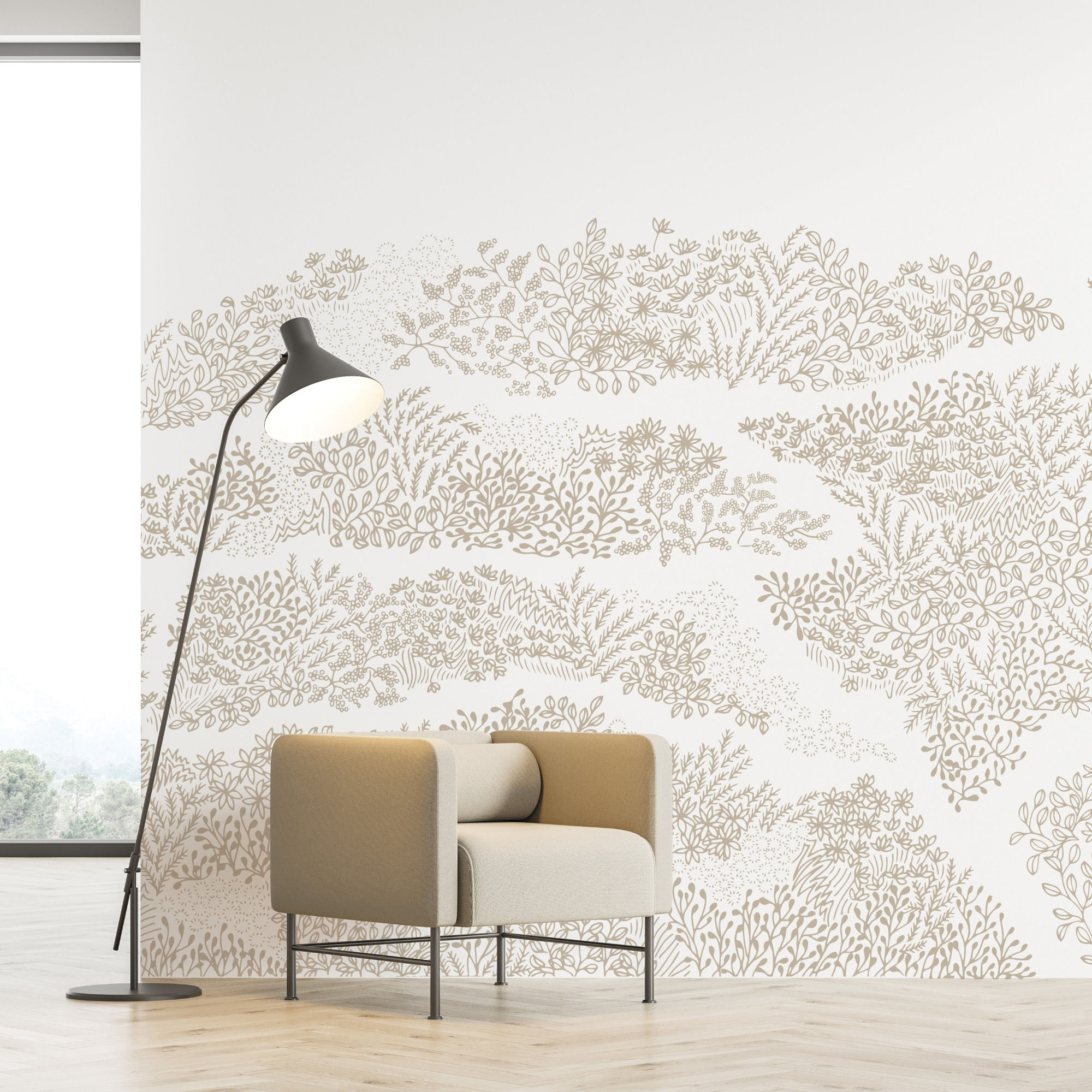 Panoramique Dans la garrigue - Beige et blanc