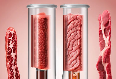 Meat and laboratory blend two images together with test tube .jpg