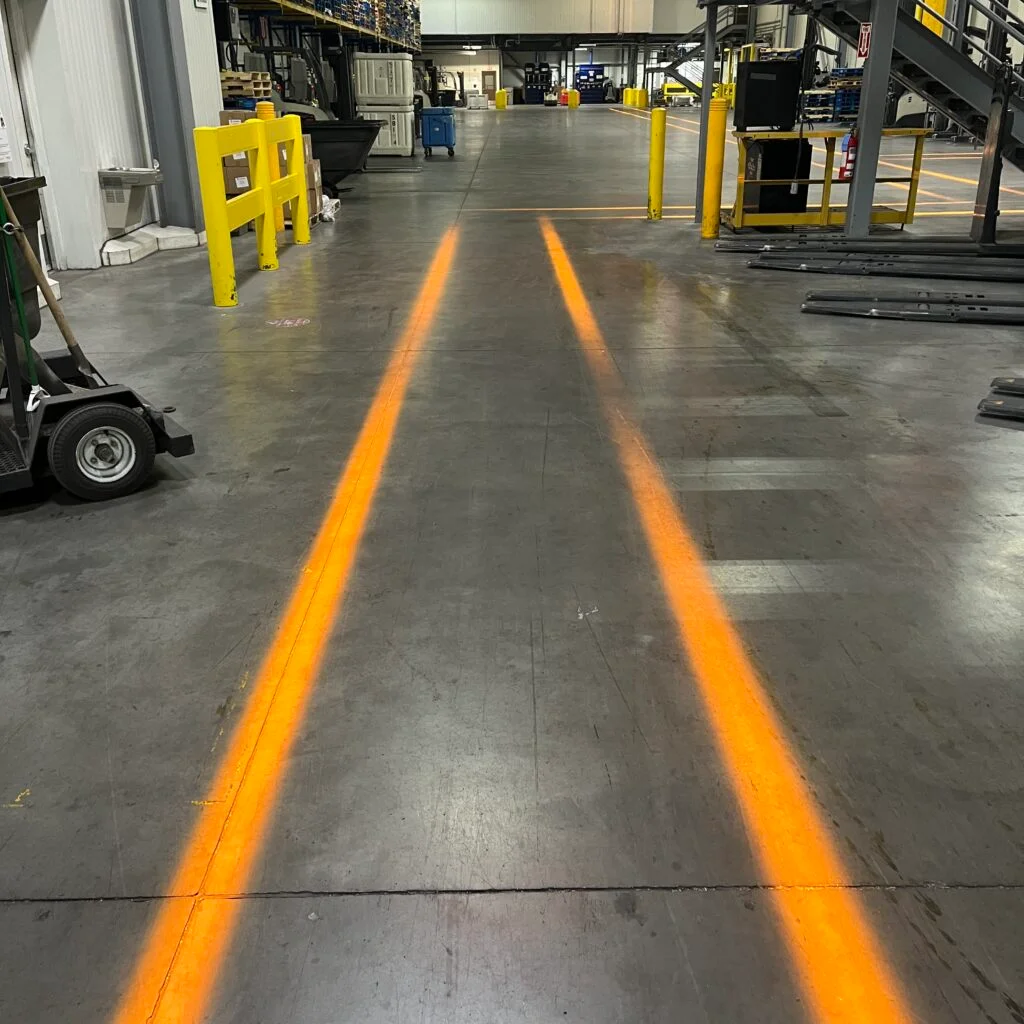 VirtuaLine Projected Lines Amber used for marking pedestrian lanes