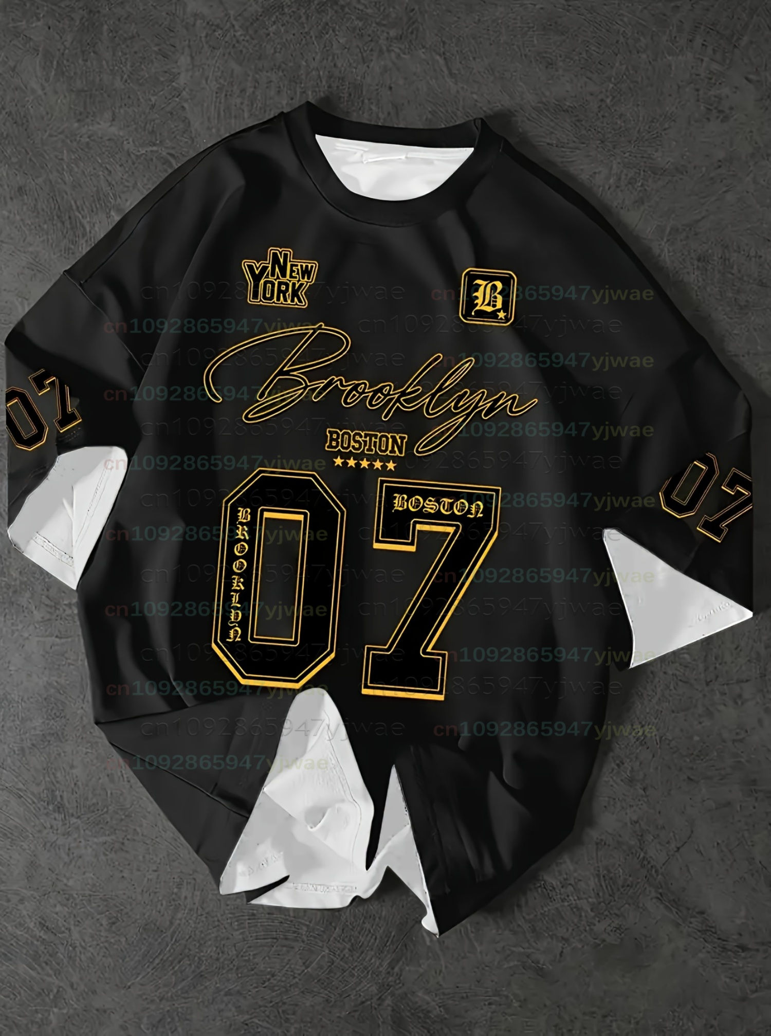 Camiseta Masculina Brooklyn No.7 Estilo Americano – Casual e Streetwear