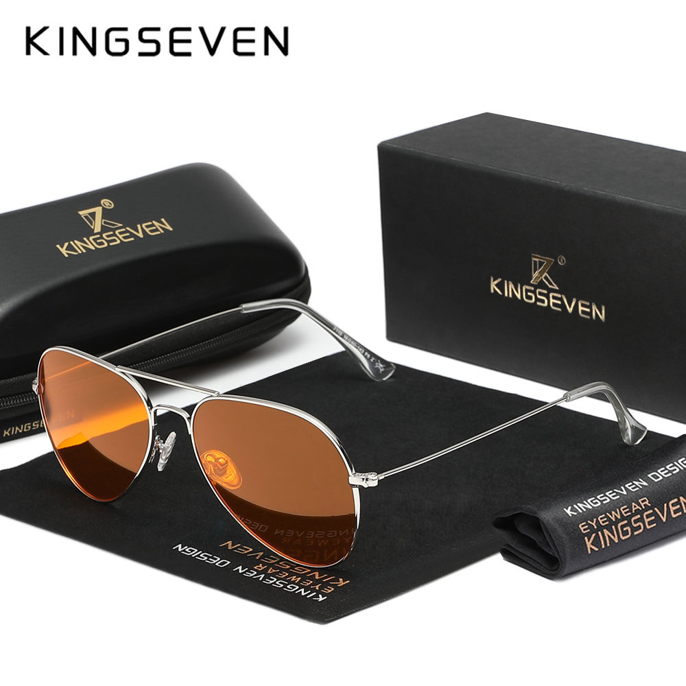 Óculos Masculino Retro Anti Luz Azul KINGSEVEN – Armação Estilo Aviador