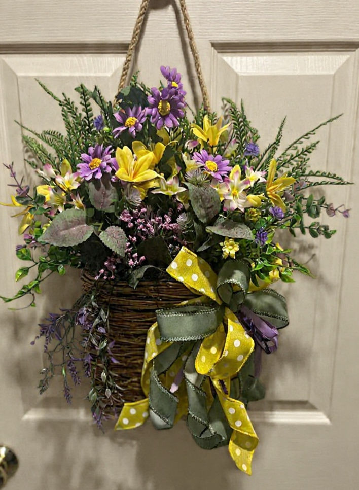 Purple/Yellow Hanging Door Basket