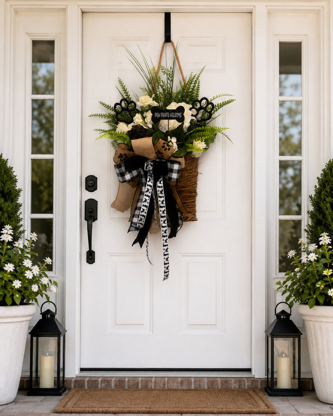 Paw Prints Welcome Hanging Door Basket