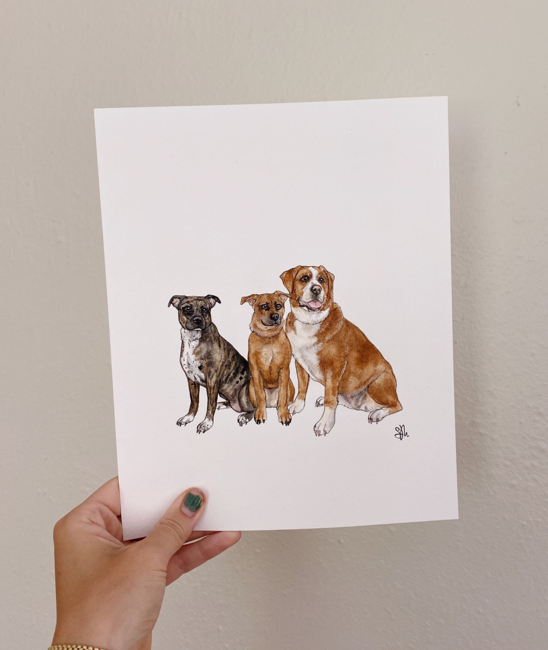 8x10in Three Pet Portrait