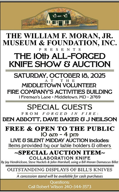 The flyer for the 10th Annual All-Forged Knife Show and Auction on October 18, 2025 with special guests from TV's "Forged in Fire"