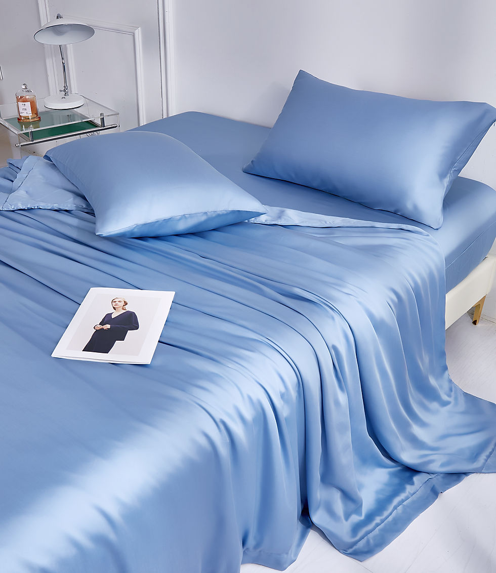 Miniaturbild: Waschbare Seidendecke (Blau)