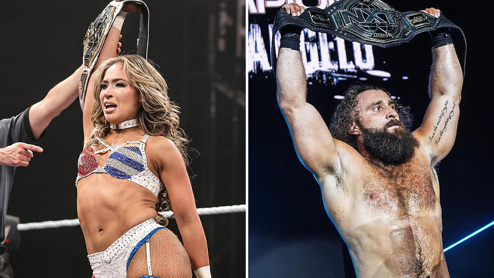 Lola Vice & Tony D’Angelo now run the Men’s & Women’s Division as Lola Vice is the new WWE NXT Women’s Champion, as she’s the 1st ever Cuban to win the WWE NXT Women’s Title, and Tony D’angloe is the 1st Ever NXT Grand Slam Champion, as he won the WWE NXT Championship in the Main Event of WWE NXT Stand & Deliver. (Image courtesy of WWE)