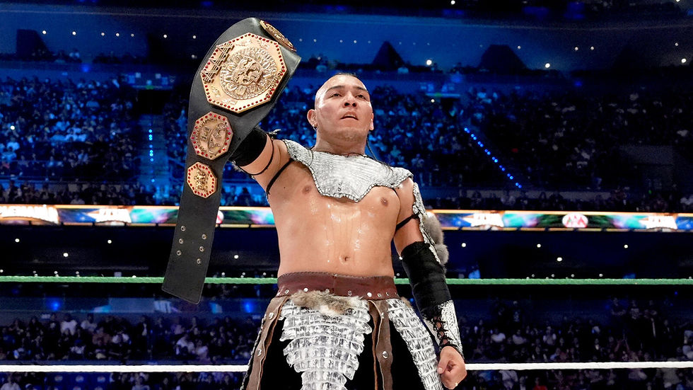 El Hijo del Vikingo stood tall as he retained his AAA Mega Title against Dominik Mysterio, Dragon Lee & El Grande Americano in the Main Event of AAA TripleMania XXXIII. (Photo by AAA)