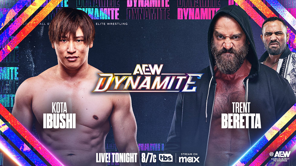 The Promotional Photo for the June 25th Episode of Dyanmite, as the returning Kota Ibushi, will be facing The Don Callis Family’s own Trent Beretta in a Singles Match on Dyanmite (Photo by AEW)