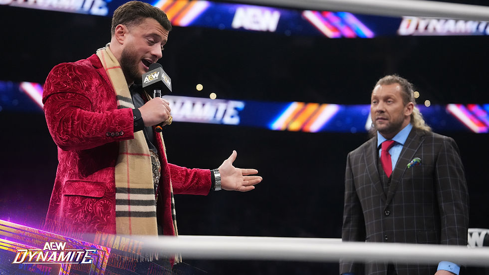 The AEW World Champion MJF, confronting his opponent before Sunday, as MJF defends his AEW World Title against Kenny Omega in the Main Event of AEW Dynasty. (Image courtesy of AEW)