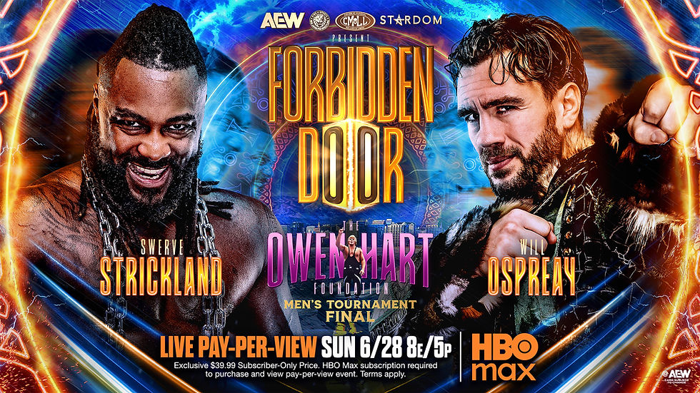 Swerve Strickland will face his former friend, Will Ospreay, in the Final Round of the Owen Hart Men's Tournament. The winner will face the AEW World Champion at ALL IN in Wembley. (Image courtesy of AEW)