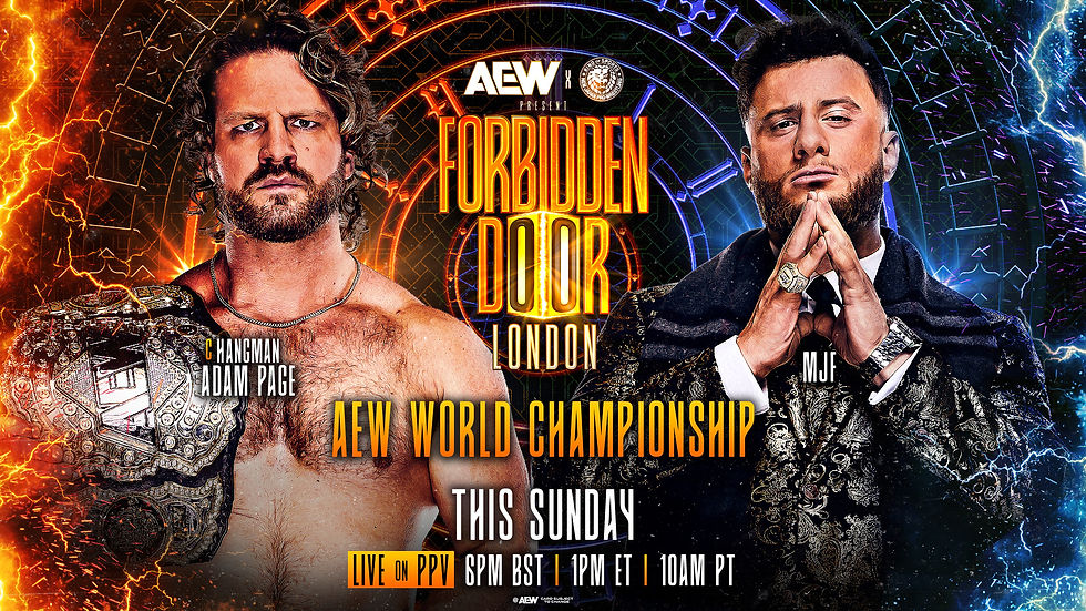 The AEW World Champion, Adam Page, will be facing MJF in a highly anticipted match of AEW x NJPW: Forbidden Door. MJF is looking to be a 2x AEW World Champion as he reignites his rivalry with Mr. Cowboy Shit himself. Check Out AEW x NJPW: Forbidden Door on Amazon Prime at 01:00 PM ET and 10:00 AM PT. (Photo by AEW)