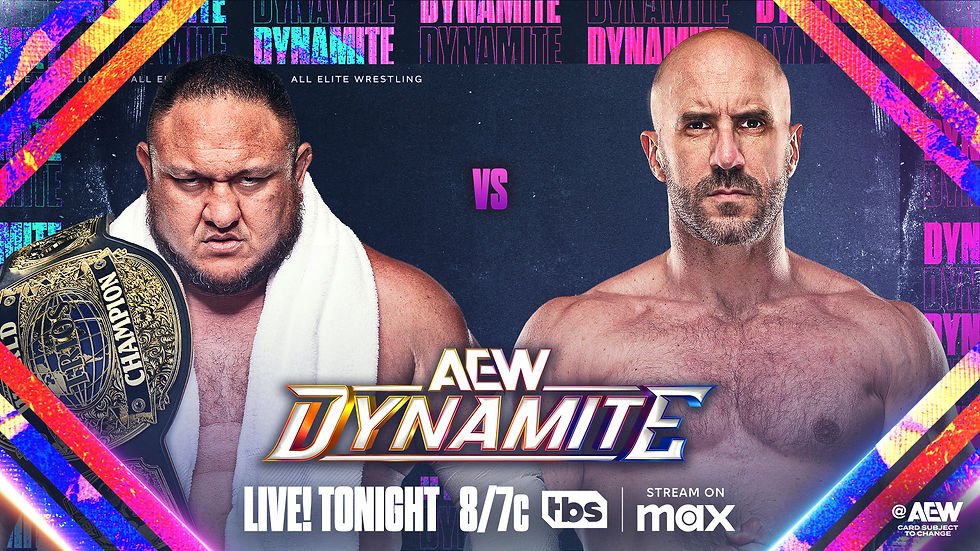 The Promotional Photo for the May 7th Episode of AEW Dynamite as Samoa Joe taking on one of the Death Riders' members in Claudio Castagnoli. (Photo by AEW)