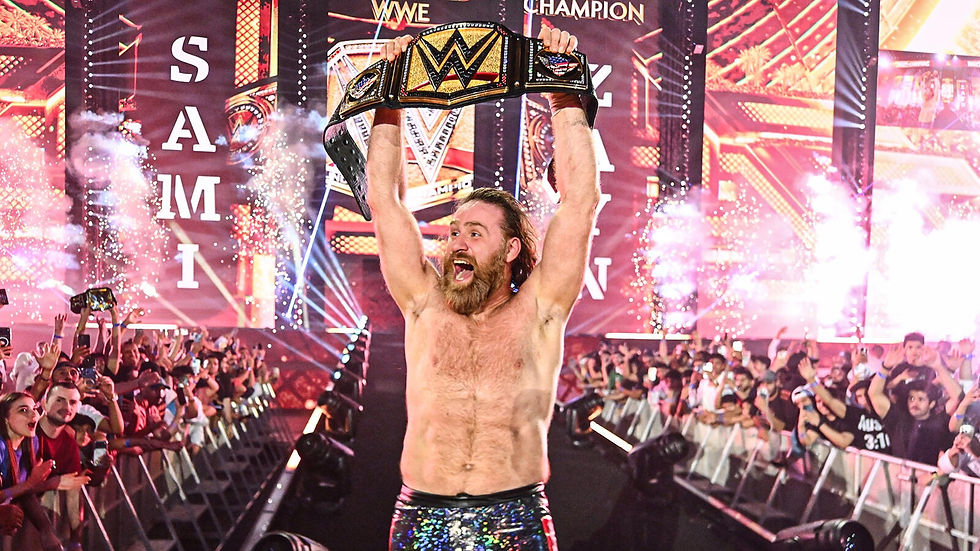 In one of the most shocking title changes in history, Sami Zayn has become a WWE World Champion as he defeated Cody Rhodes and Gunther in the Main Event of WWE Night of Champions. Congratulations, Sami Zayn. (Image courtesy of WWE)