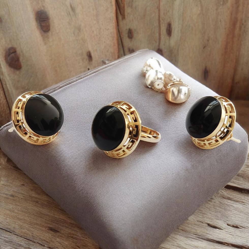 Miniatura: Juego Anillo Aretes con Piedra Redonda bisel greco  Mod. JS33585