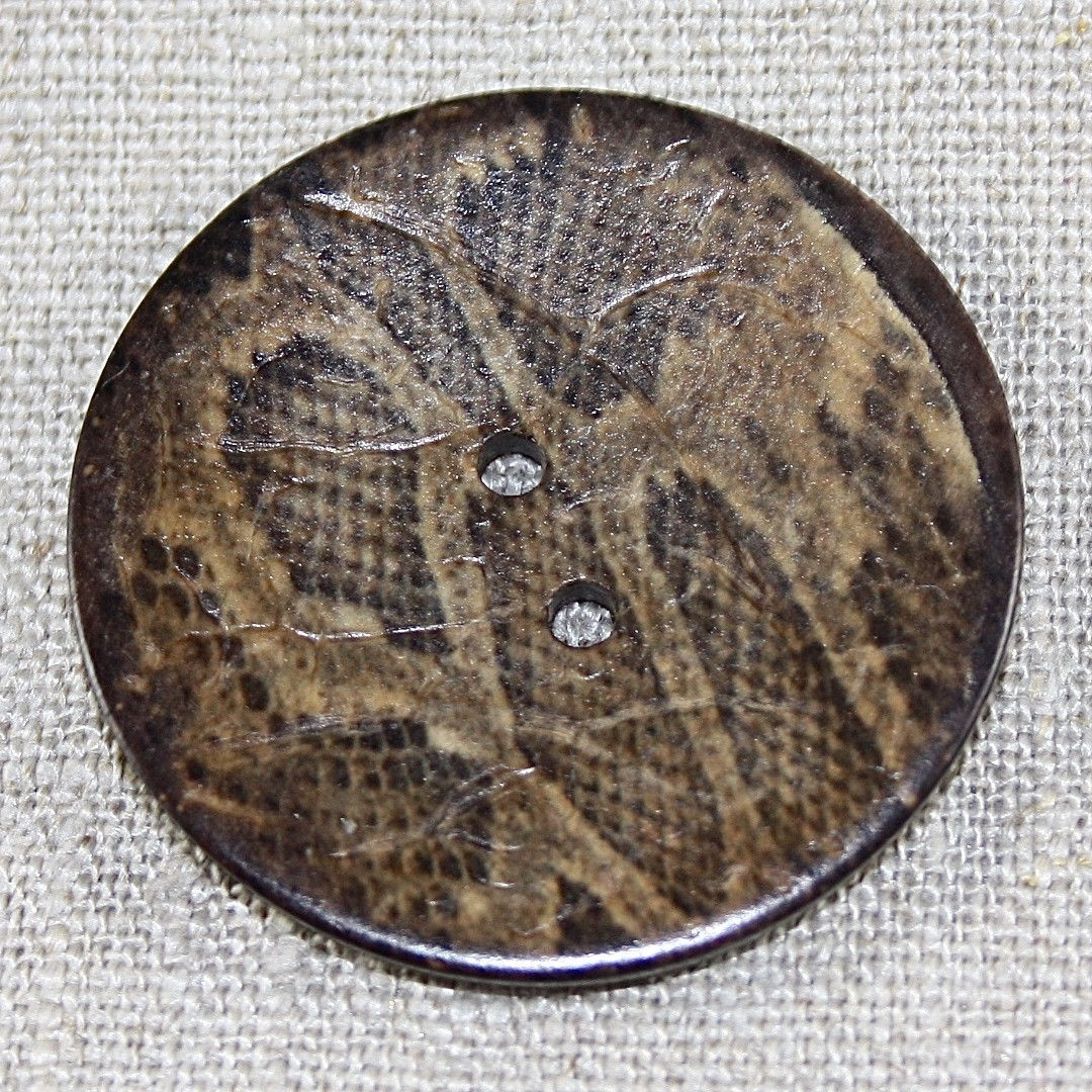 Bouton noix de coco impression peau de serpent