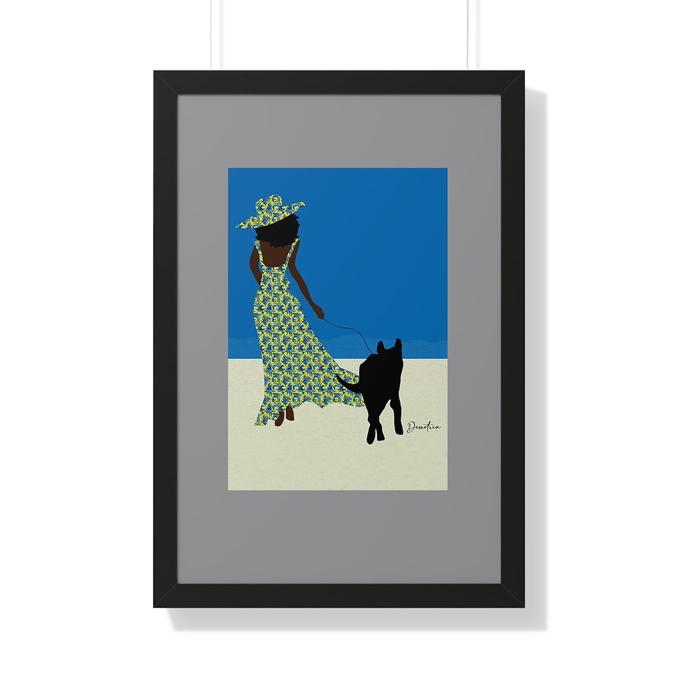 Thumbnail: "Beach Stroll" Framed Print with Gray Border