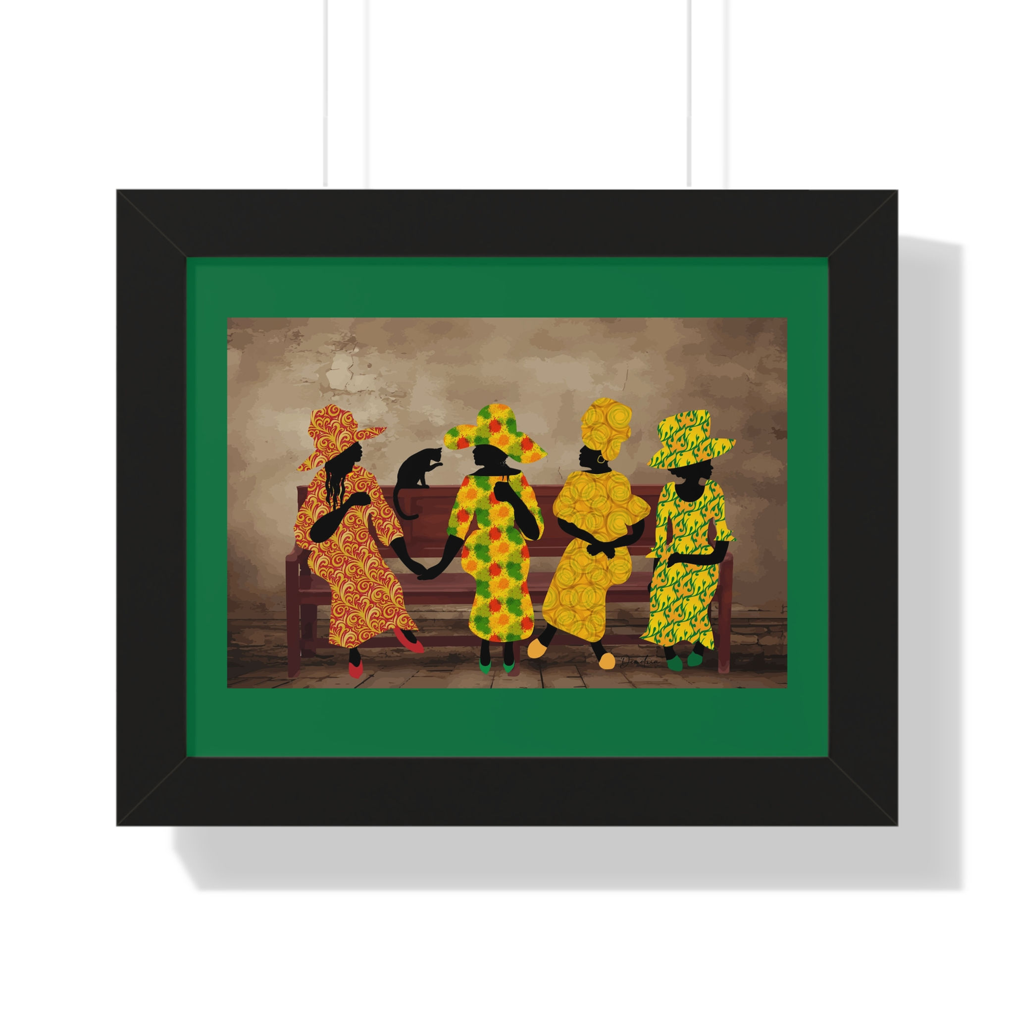 "The Mother Board and the Cat" Framed Poster with Green Border