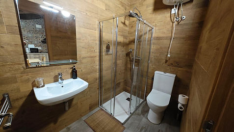 apartamento abuhardillado, sala de baño estilo madera